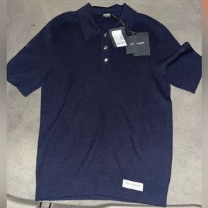 Balmain navy blue wool polo